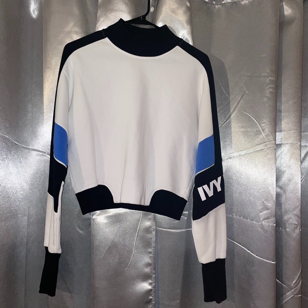 IVY PARK Sweatshirt Crop Pullover size XS Beyoncé blue white black